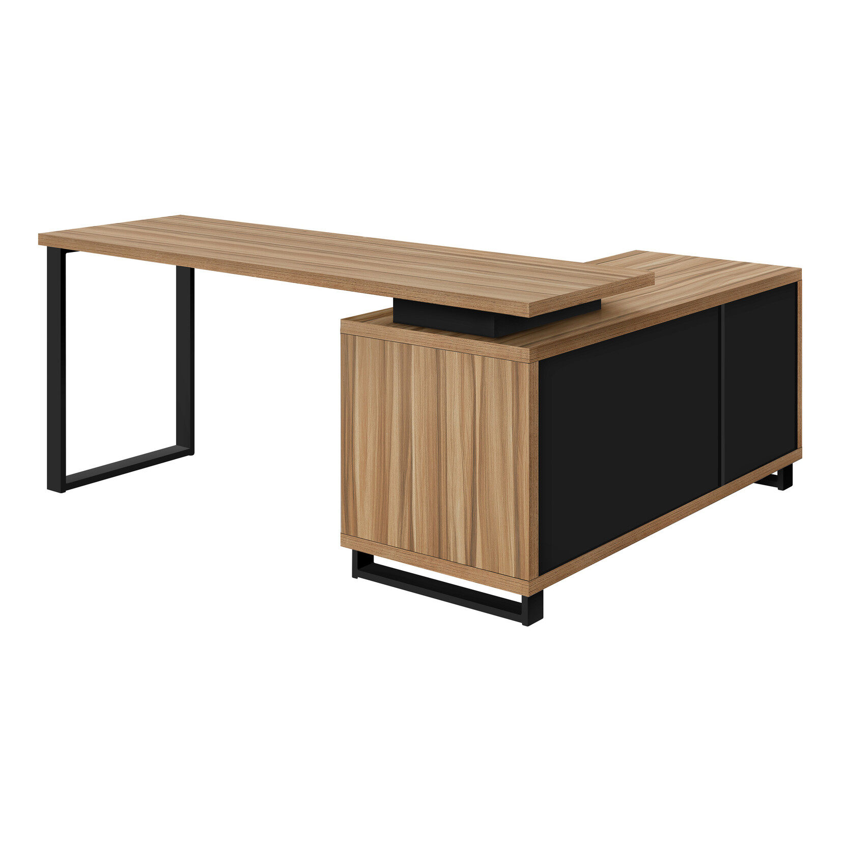 COMPUTER DESK - 72"L RECLAIMED / BLACK EXECUTIVE CORNER