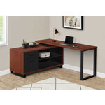 COMPUTER DESK - 72"L CHERRY / BLACK EXECUTIVE CORNER