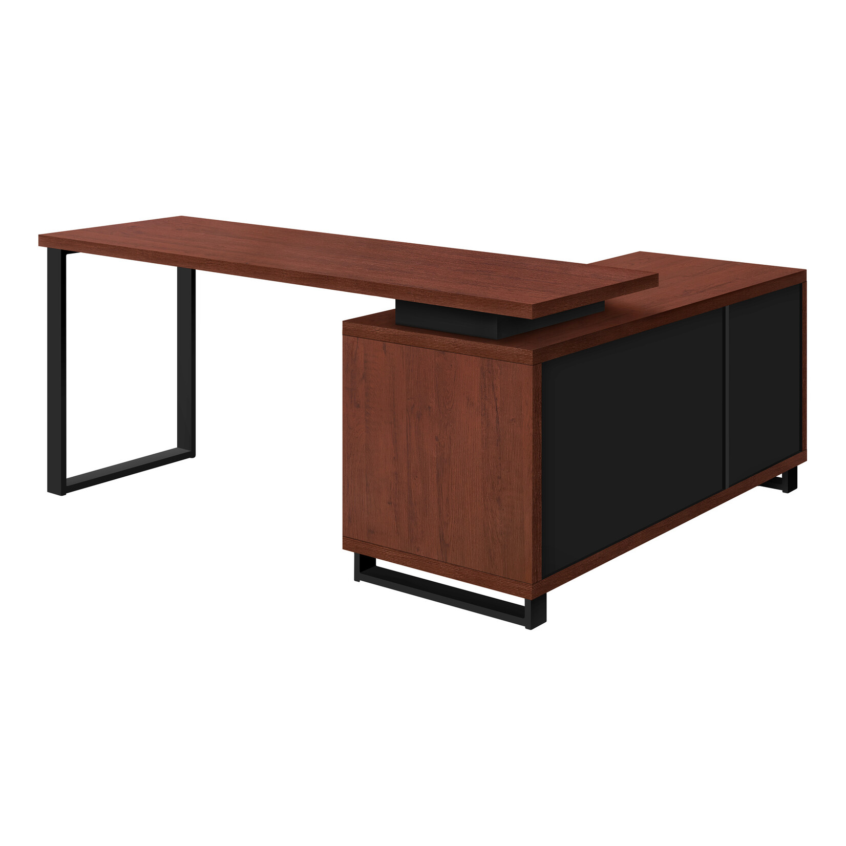 COMPUTER DESK - 72"L CHERRY / BLACK EXECUTIVE CORNER