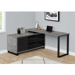 COMPUTER DESK - 72"L GREY CONCRETE/BLACK EXECUTIVE CORNER