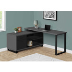 COMPUTER DESK - 72"L MODERN GREY / BLACK EXECUTIVE CORNER