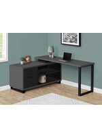 COMPUTER DESK - 72"L MODERN GREY / BLACK EXECUTIVE CORNER