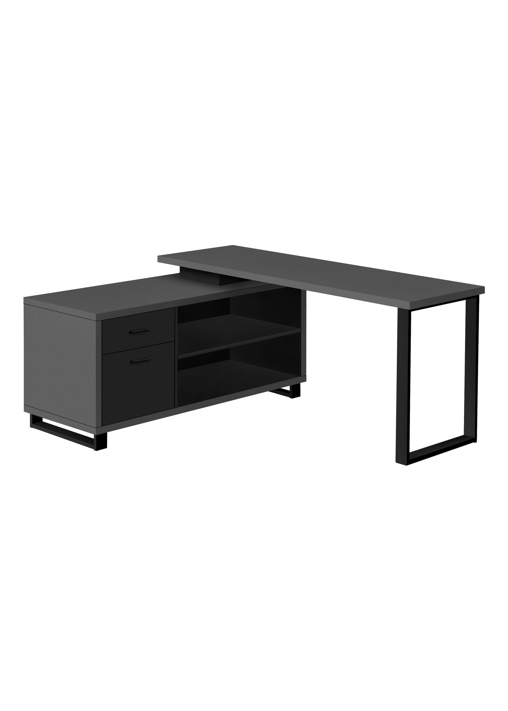 COMPUTER DESK - 72"L MODERN GREY / BLACK EXECUTIVE CORNER