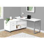 COMPUTER DESK - 72"L WHITE / SILVER EXECUTIVE CORNER