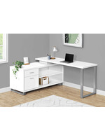 COMPUTER DESK - 72"L WHITE / SILVER EXECUTIVE CORNER