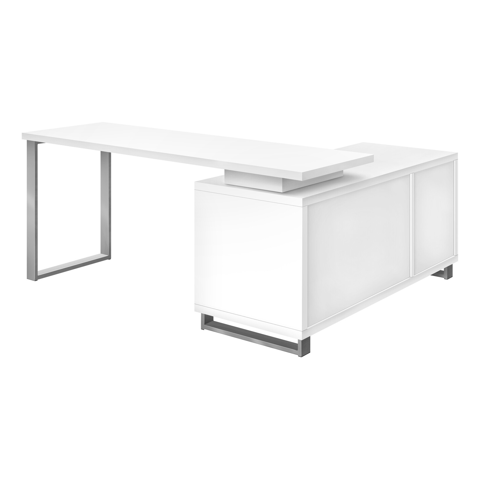 COMPUTER DESK - 72"L WHITE / SILVER EXECUTIVE CORNER