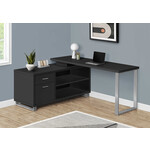COMPUTER DESK - 72"L BLACK / SILVER EXECUTIVE CORNER