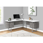 BUREAU - 70"L / BLANC / SIMILI-CIMENT/ METAL ARGENT / L/R