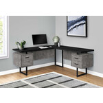 COMPUTER DESK - 70"L / BLACK/ CONCRETE/ BLACK METAL / L/R