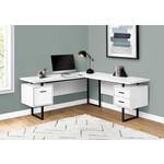 BUREAU - 70"L / BLANC / METAL NOIR / FACE L/R