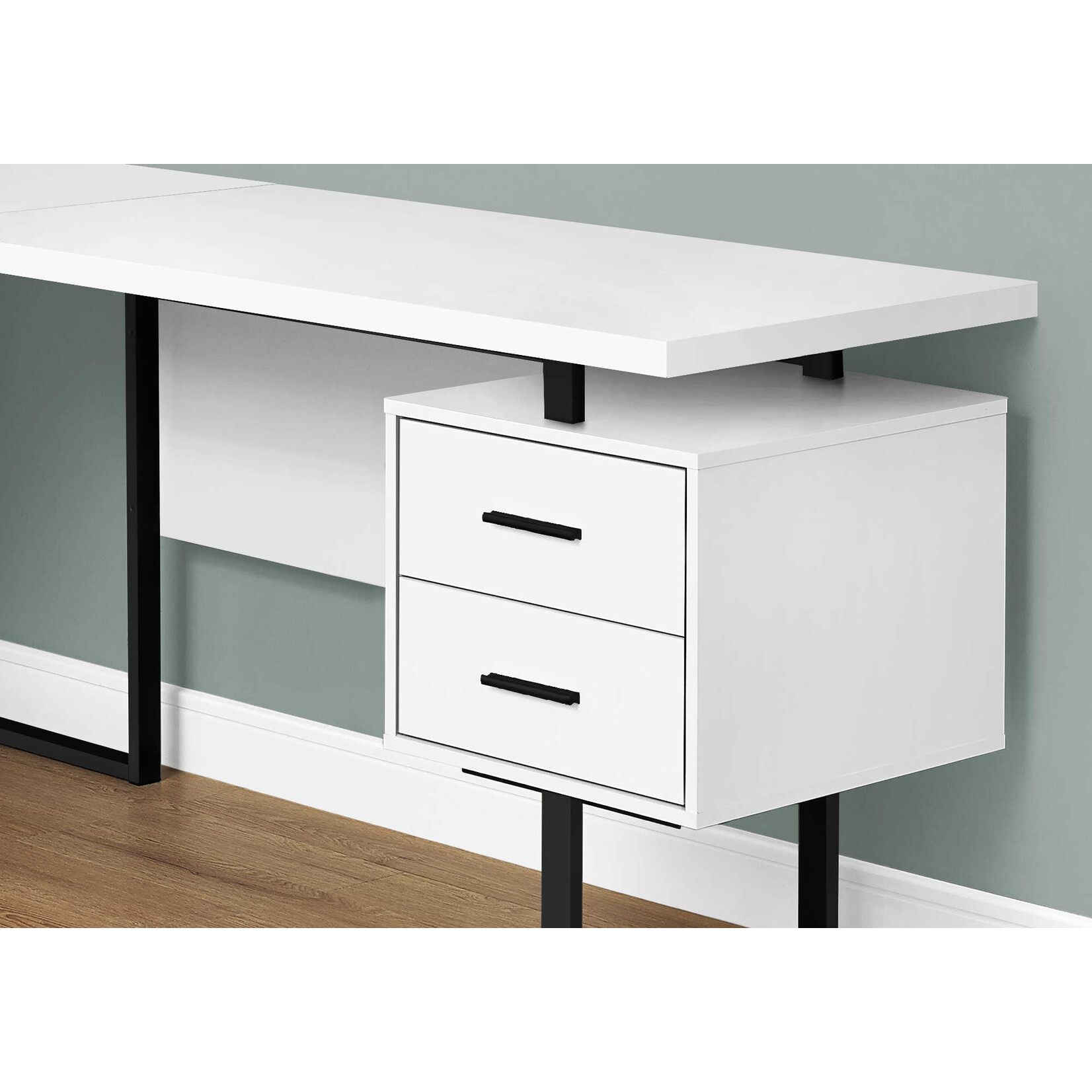 COMPUTER DESK - 70"L / WHITE / BLACK METAL / L/R FACE