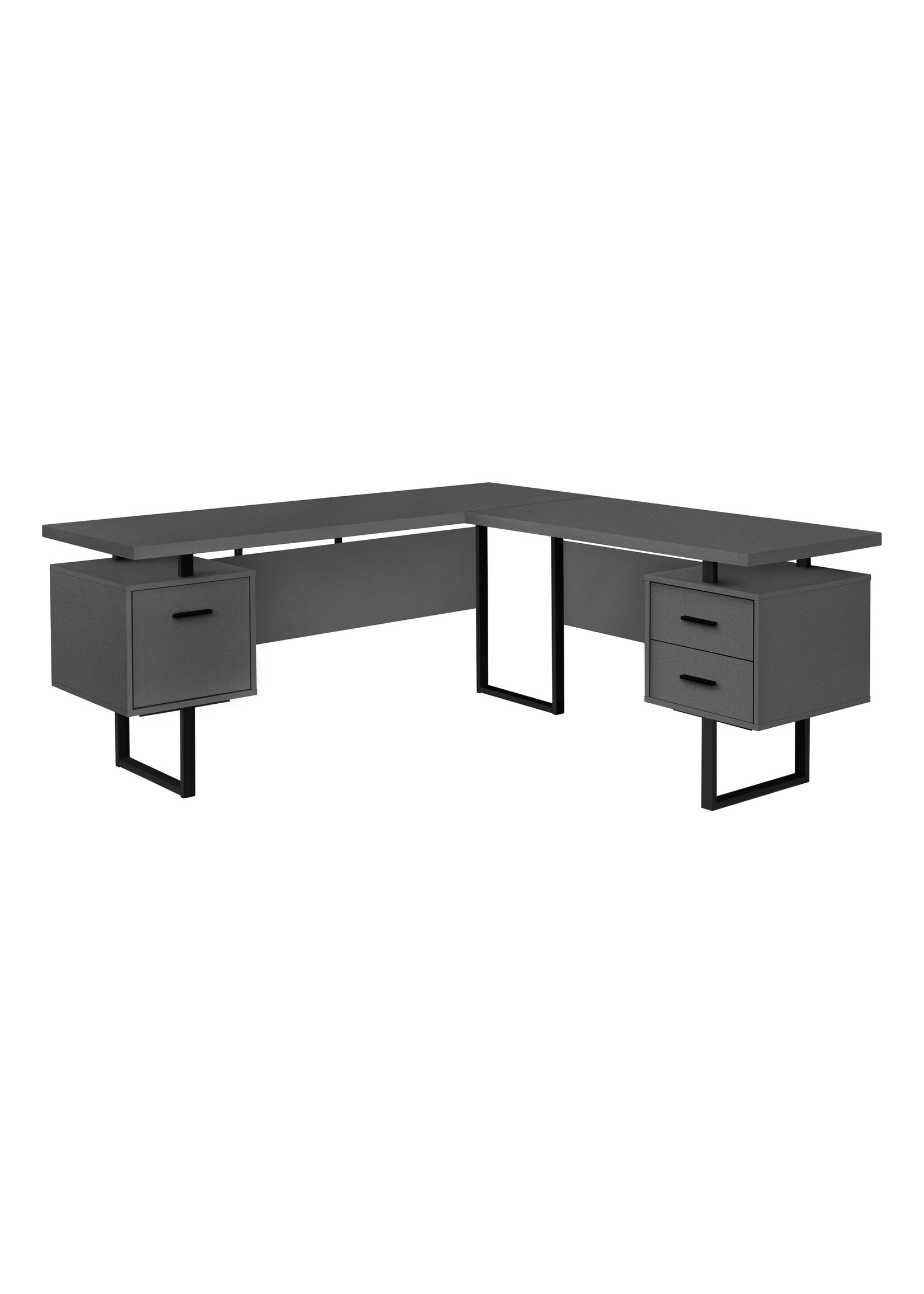 BUREAU - 70"L / GRIS MODERNE / METAL NOIR / FACE L/R