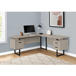 COMPUTER DESK - 70"L / MODERN TAUPE / BLACK METAL / L/R