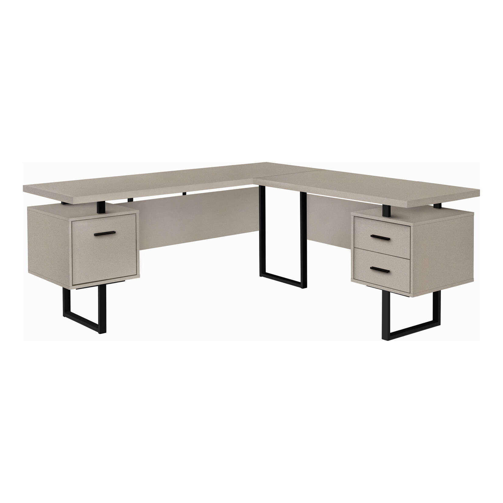 COMPUTER DESK - 70"L / MODERN TAUPE / BLACK METAL / L/R