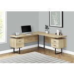 COMPUTER DESK - 70"L / NATURAL / BLACK METAL / L/R FACE