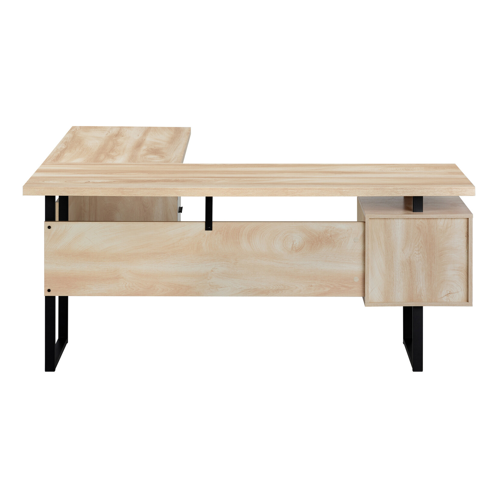 COMPUTER DESK - 70"L / NATURAL / BLACK METAL / L/R FACE