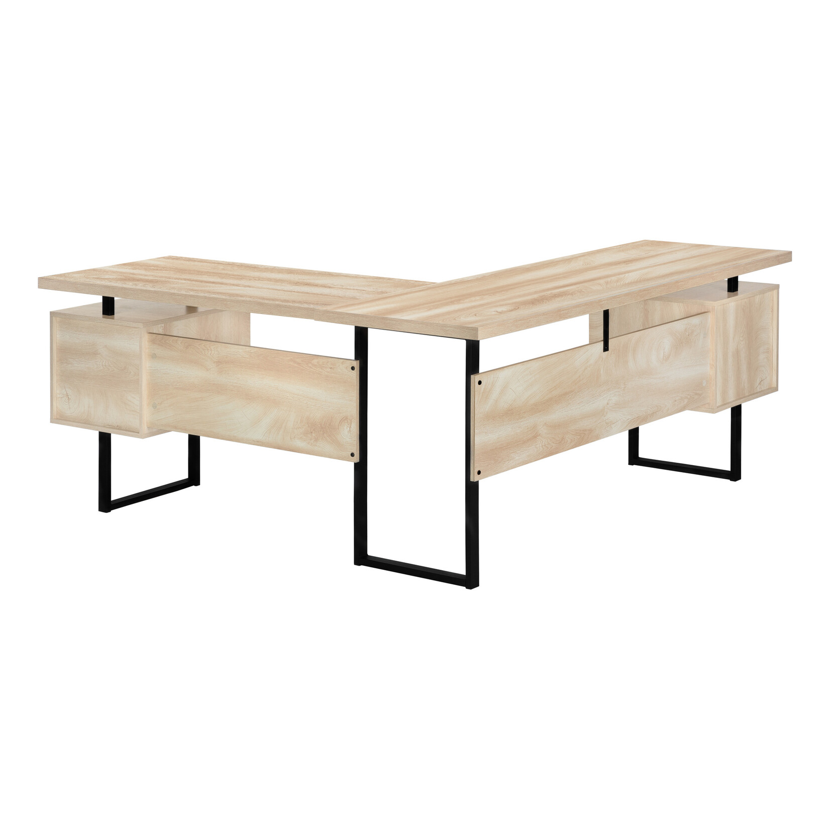 COMPUTER DESK - 70"L / NATURAL / BLACK METAL / L/R FACE