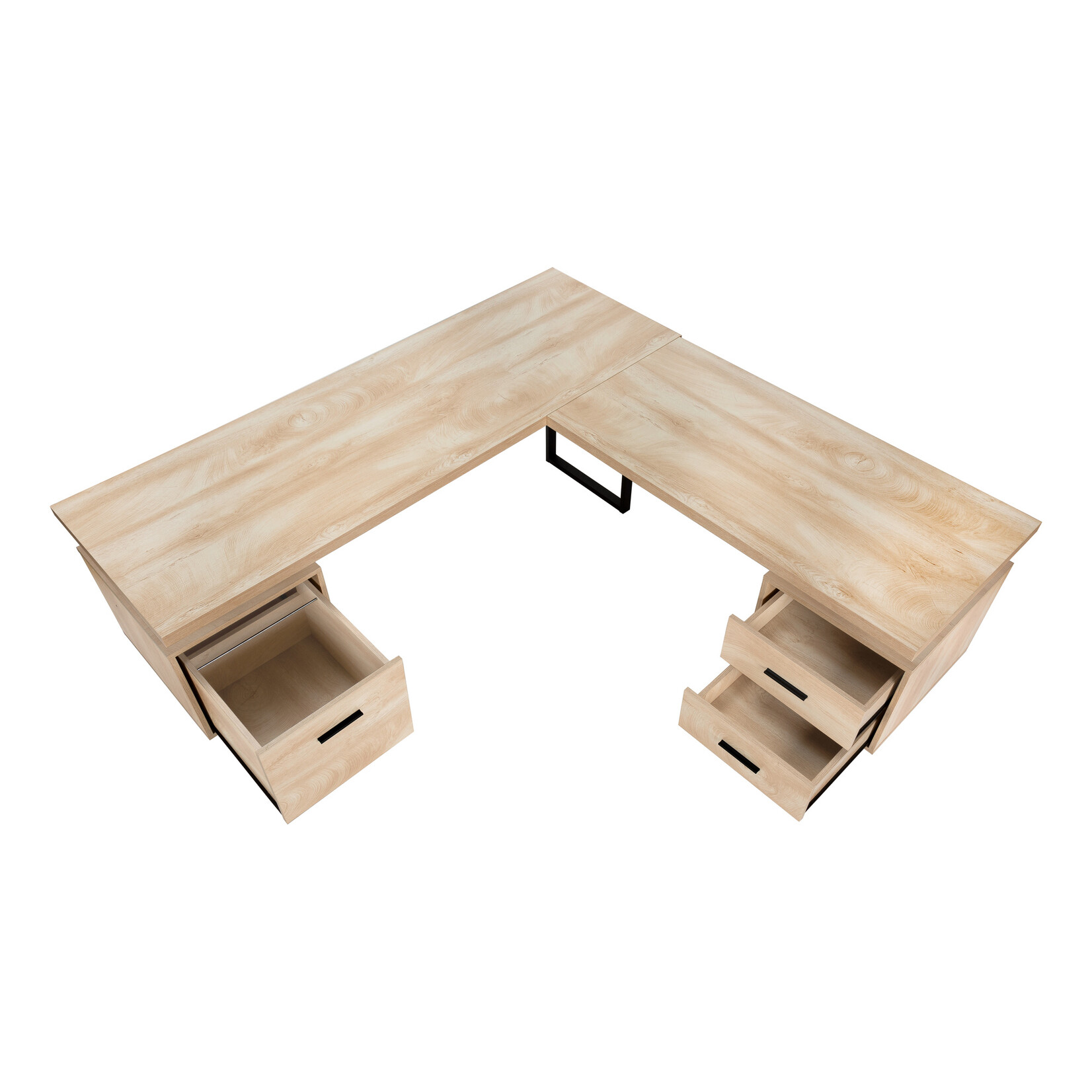 COMPUTER DESK - 70"L / NATURAL / BLACK METAL / L/R FACE