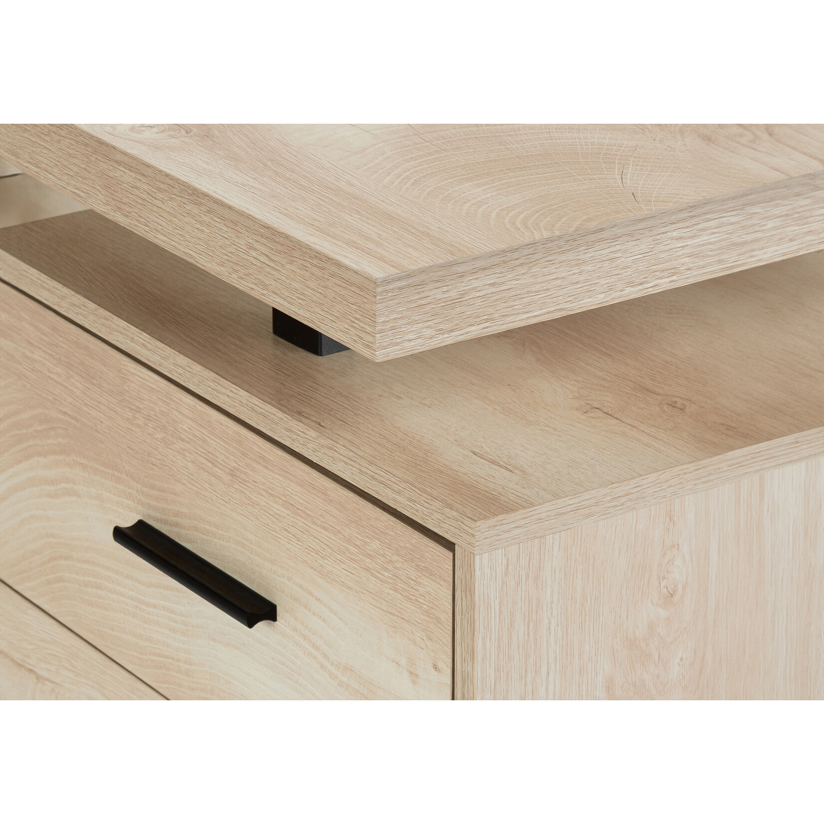 COMPUTER DESK - 70"L / NATURAL / BLACK METAL / L/R FACE