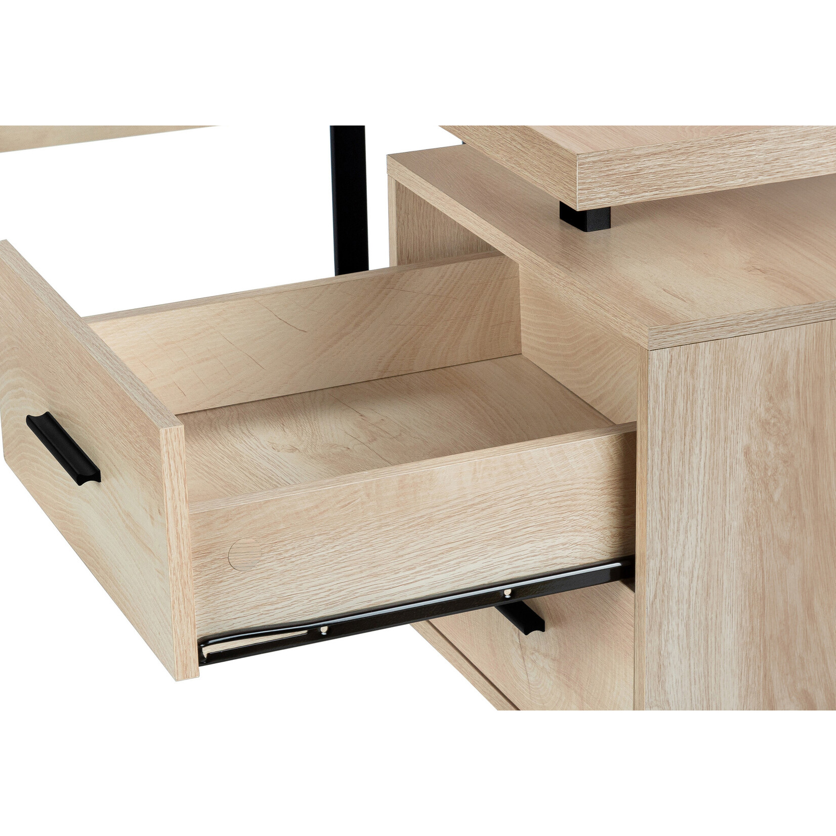 COMPUTER DESK - 70"L / NATURAL / BLACK METAL / L/R FACE