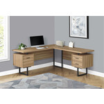 COMPUTER DESK - 70"L / RECLAIMED WOOD / BLACK METAL / L/R