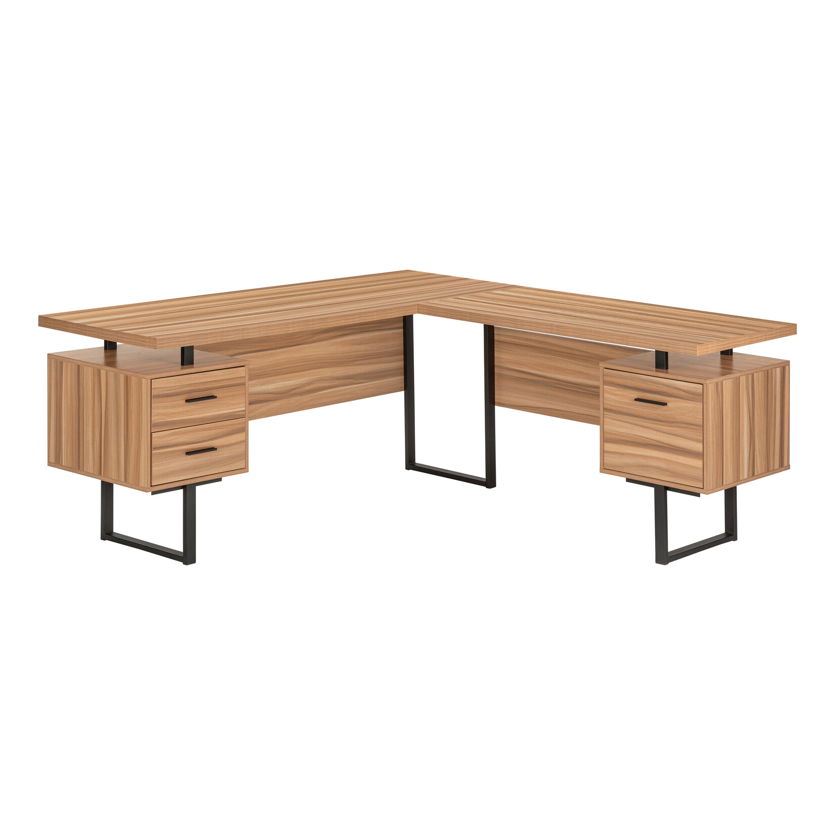 COMPUTER DESK - 70"L / RECLAIMED WOOD / BLACK METAL / L/R