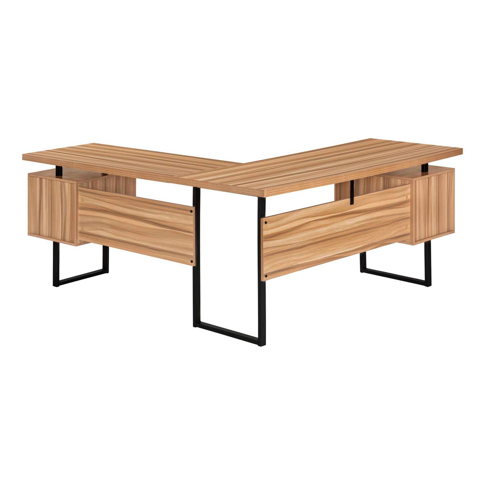 COMPUTER DESK - 70"L / RECLAIMED WOOD / BLACK METAL / L/R