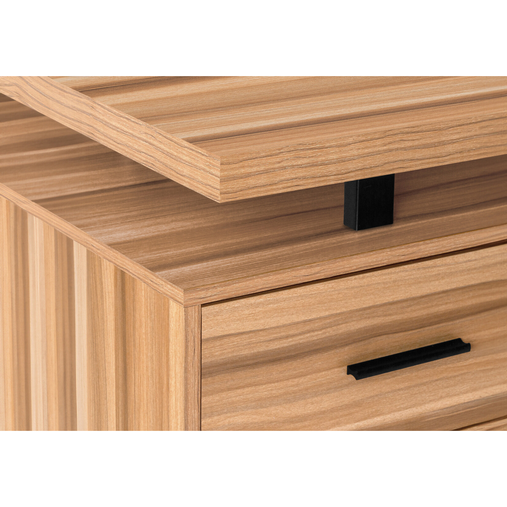 BUREAU - 70"L / FAUX BOIS PALE / METAL NOIR / FACE L/R