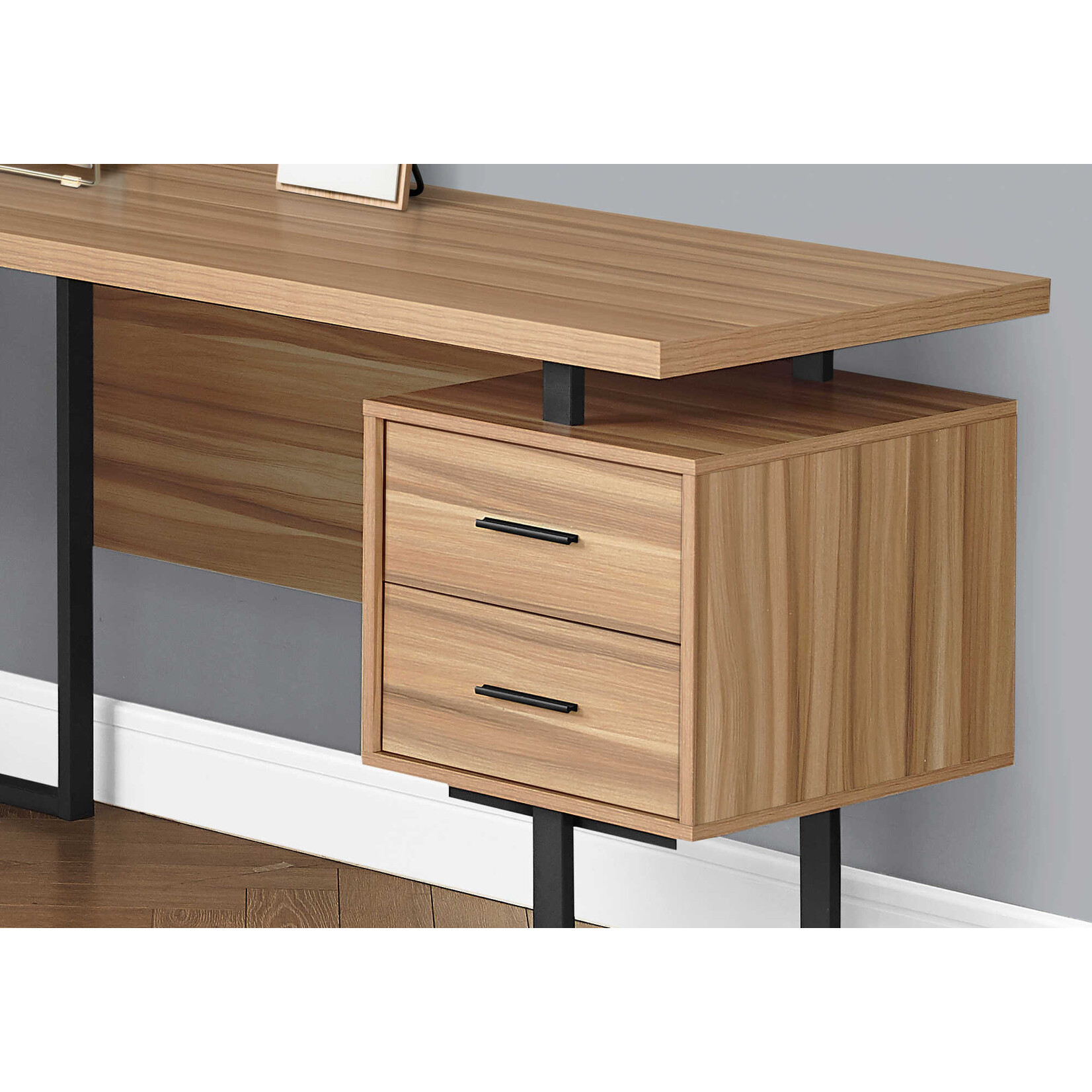 COMPUTER DESK - 70"L / RECLAIMED WOOD / BLACK METAL / L/R