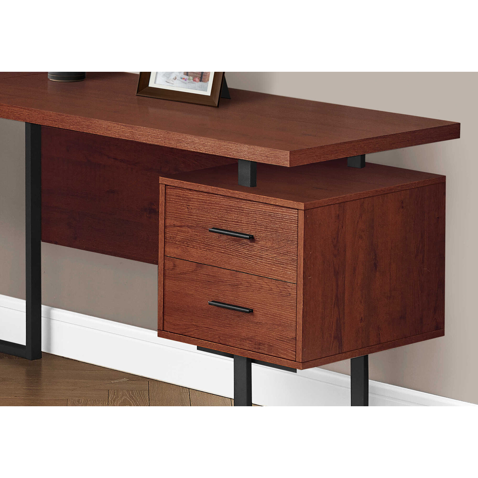 BUREAU - 70"L / CERISE / METAL NOIR / FACE L/R