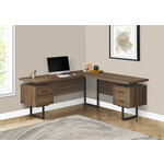 COMPUTER DESK - 70"L / WALNUT / BLACK METAL / L/R FACE
