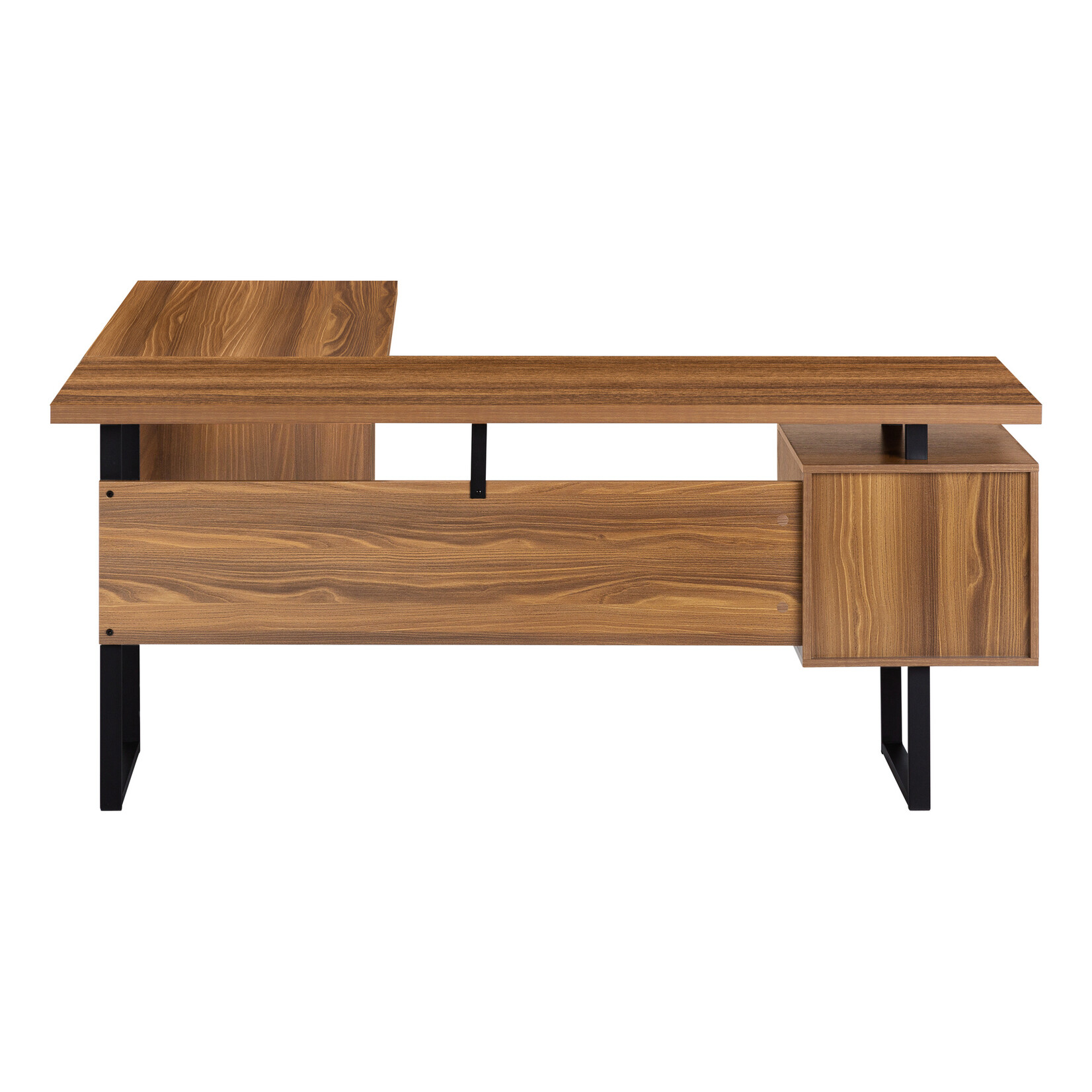 COMPUTER DESK - 70"L / WALNUT / BLACK METAL / L/R FACE