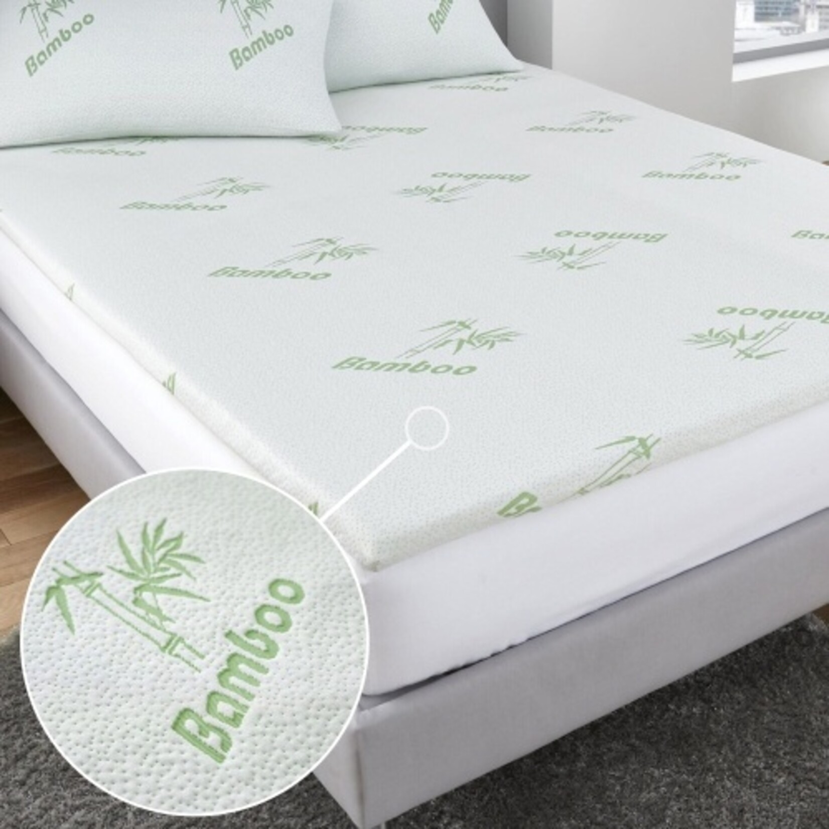 Housse Protège-matelas imperméable en tissus avec Bambou