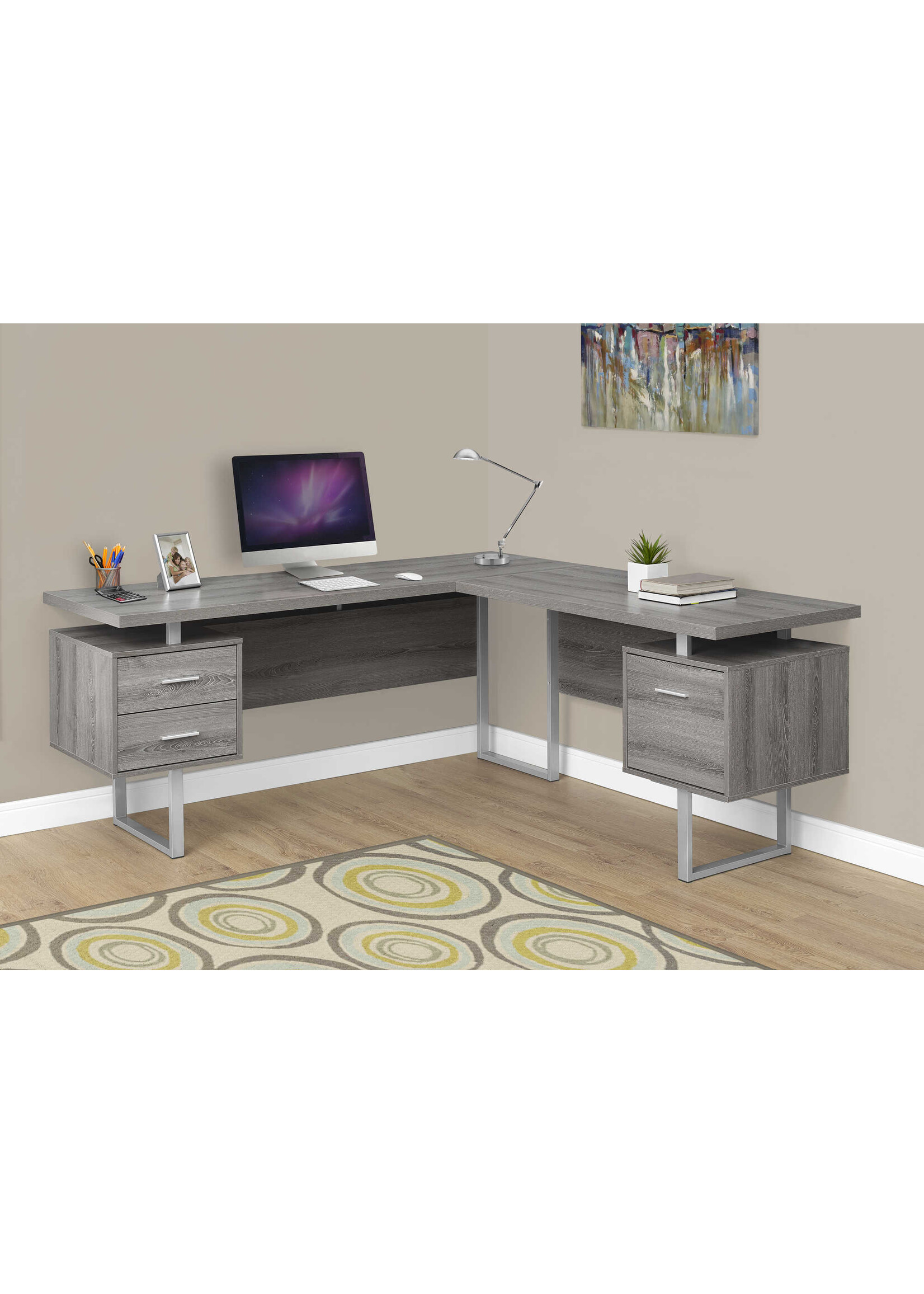 COMPUTER DESK - 70"L / DARK TAUPE LEFT OR RIGHT FACING