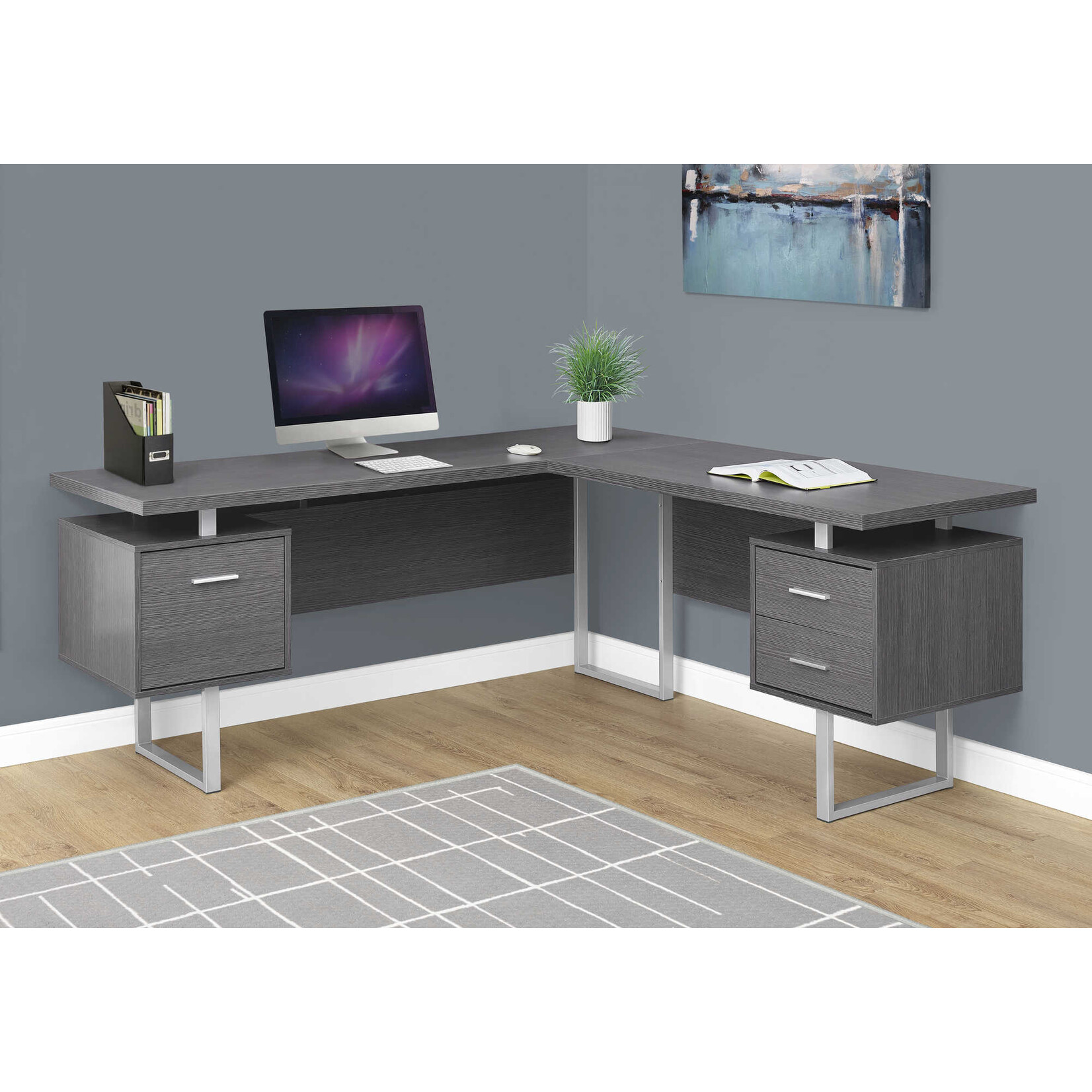 COMPUTER DESK - 70"L / GREY LEFT OR RIGHT FACING