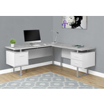 COMPUTER DESK - 70"L WHITE / CEMENT-LOOK LEFT/RIGHT FACE