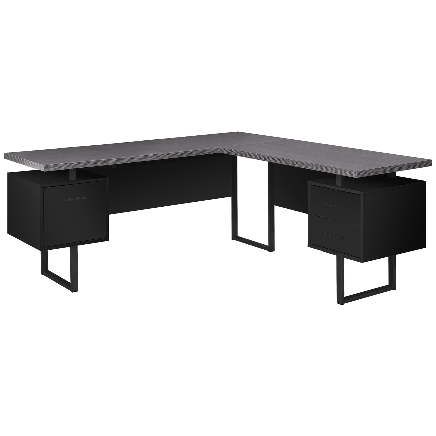 BUREAU - 70"L / NOIR / DESSUS GRIS COTE DROIT OU GAUCHE