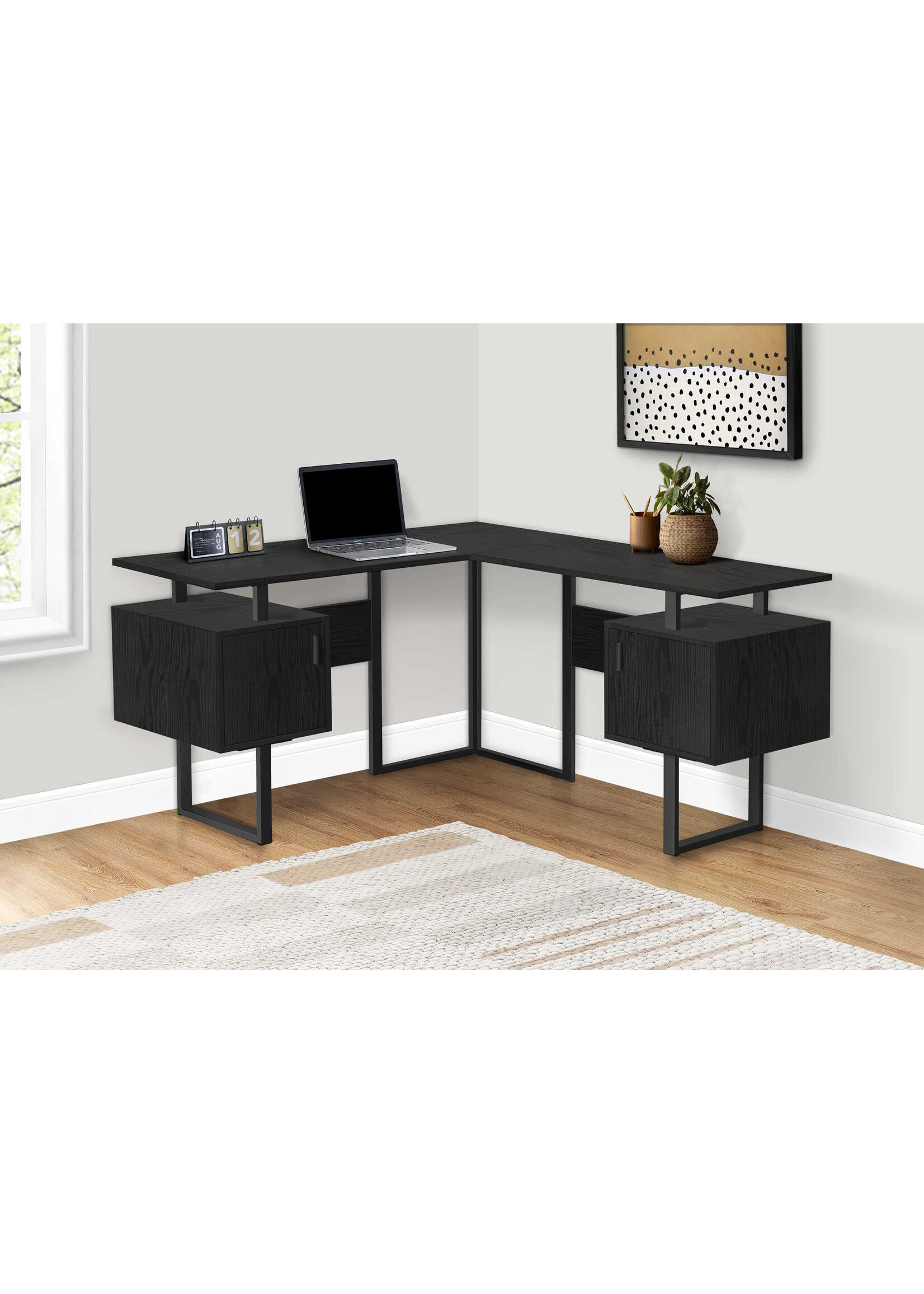 COMPUTER DESK - 70"L / BLACK / GREY TOP LEFT/RIGHT FACING