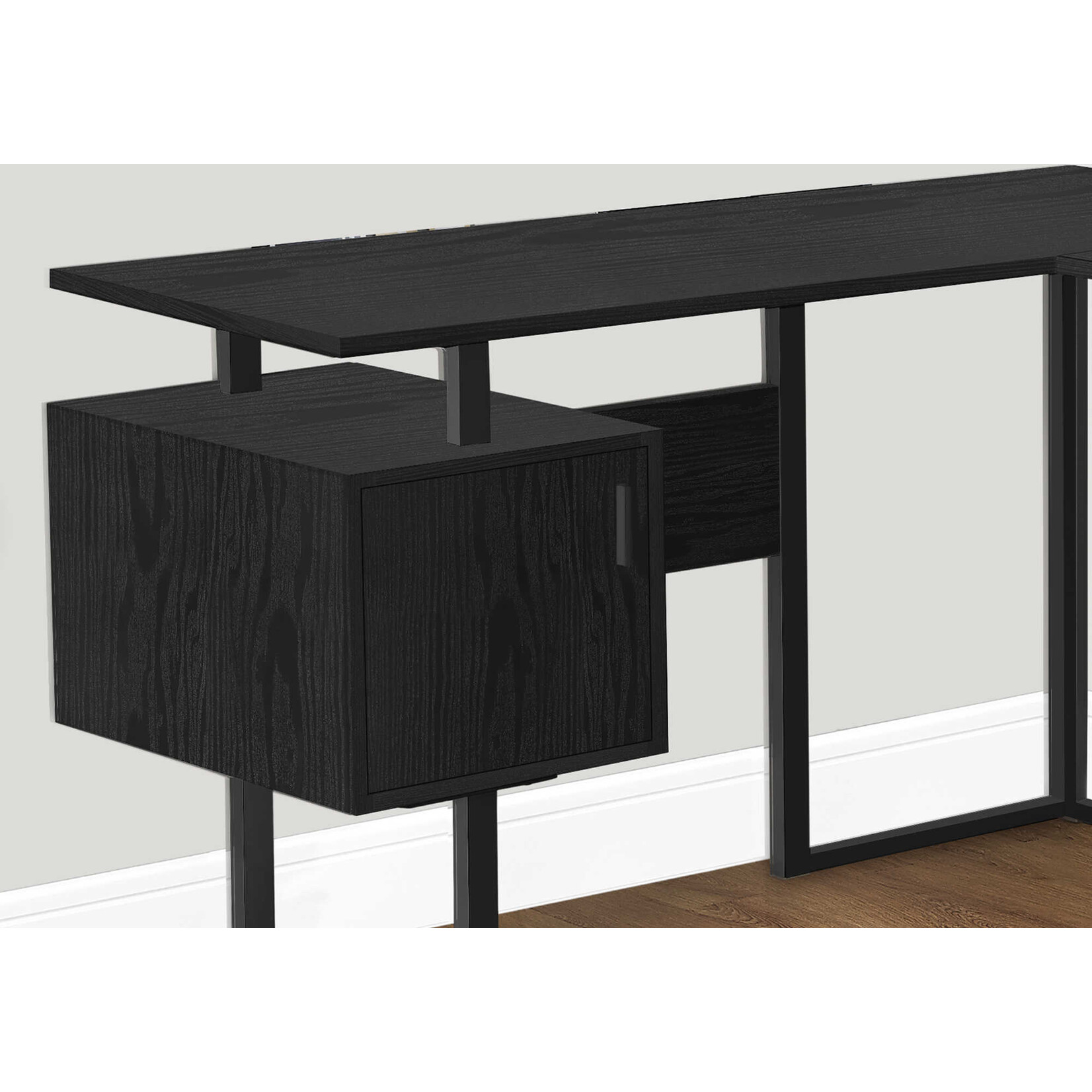 COMPUTER DESK - 70"L / BLACK / GREY TOP LEFT/RIGHT FACING