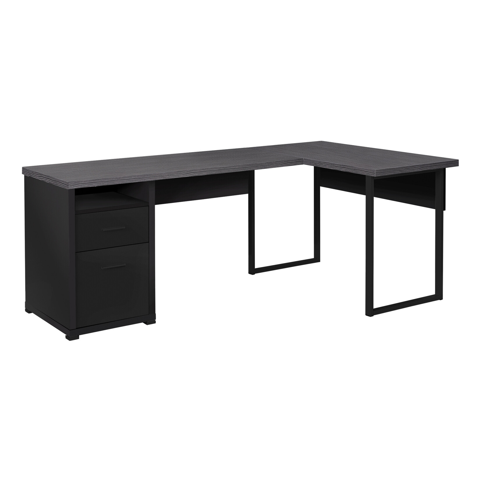 COMPUTER DESK - 80"L / BLACK / GREY TOP LEFT/RIGHT FACING