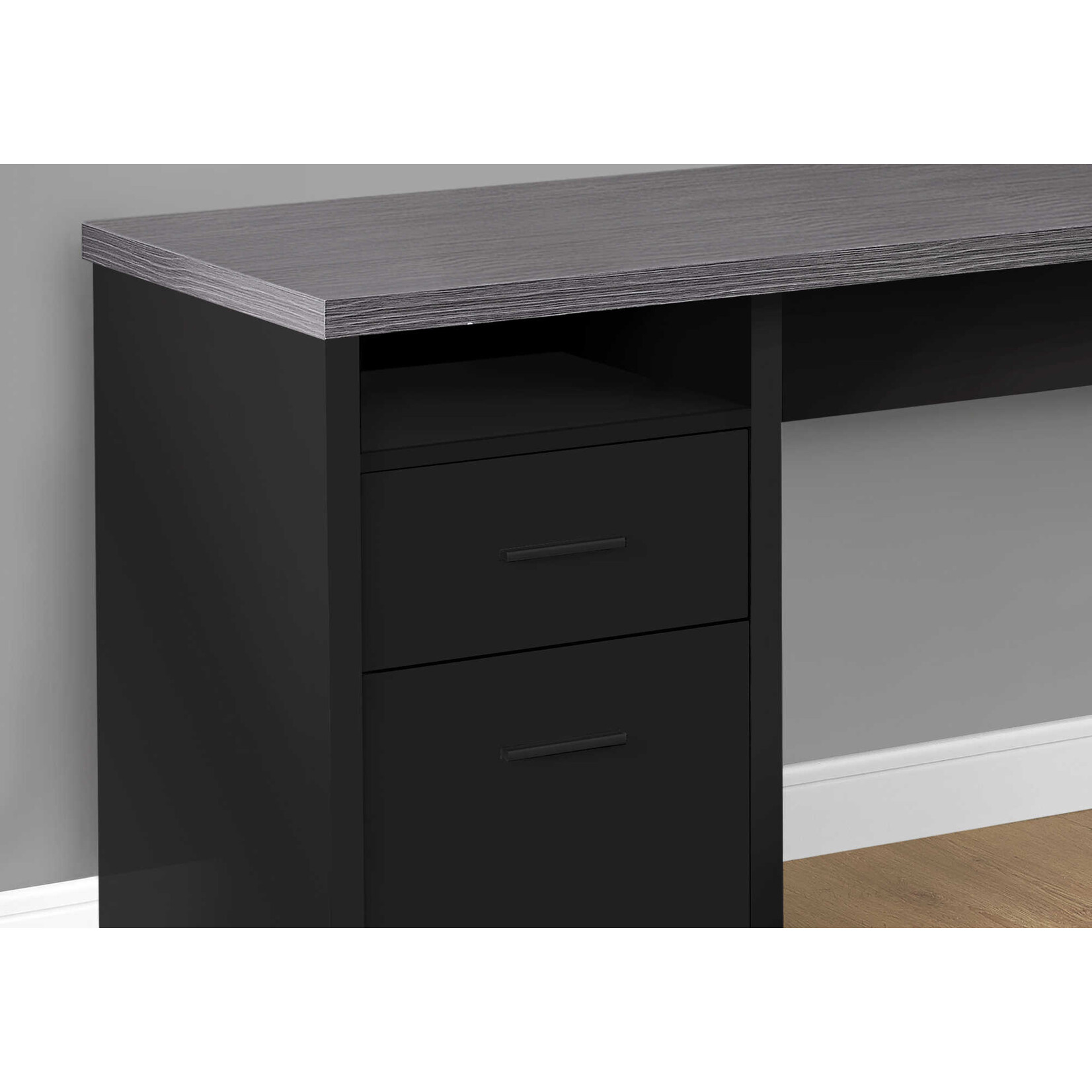 COMPUTER DESK - 80"L / BLACK / GREY TOP LEFT/RIGHT FACING