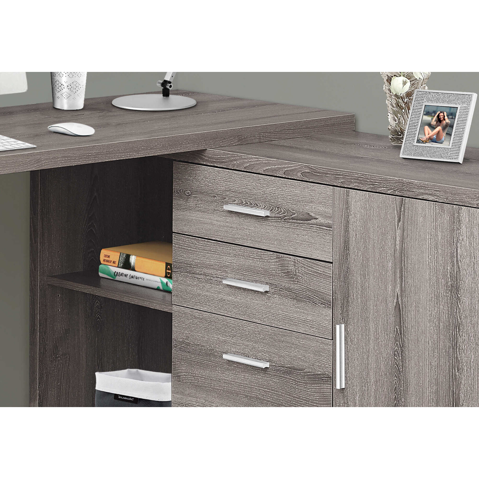 COMPUTER DESK - 60"L / DARK TAUPE LEFT OR RIGHT FACING
