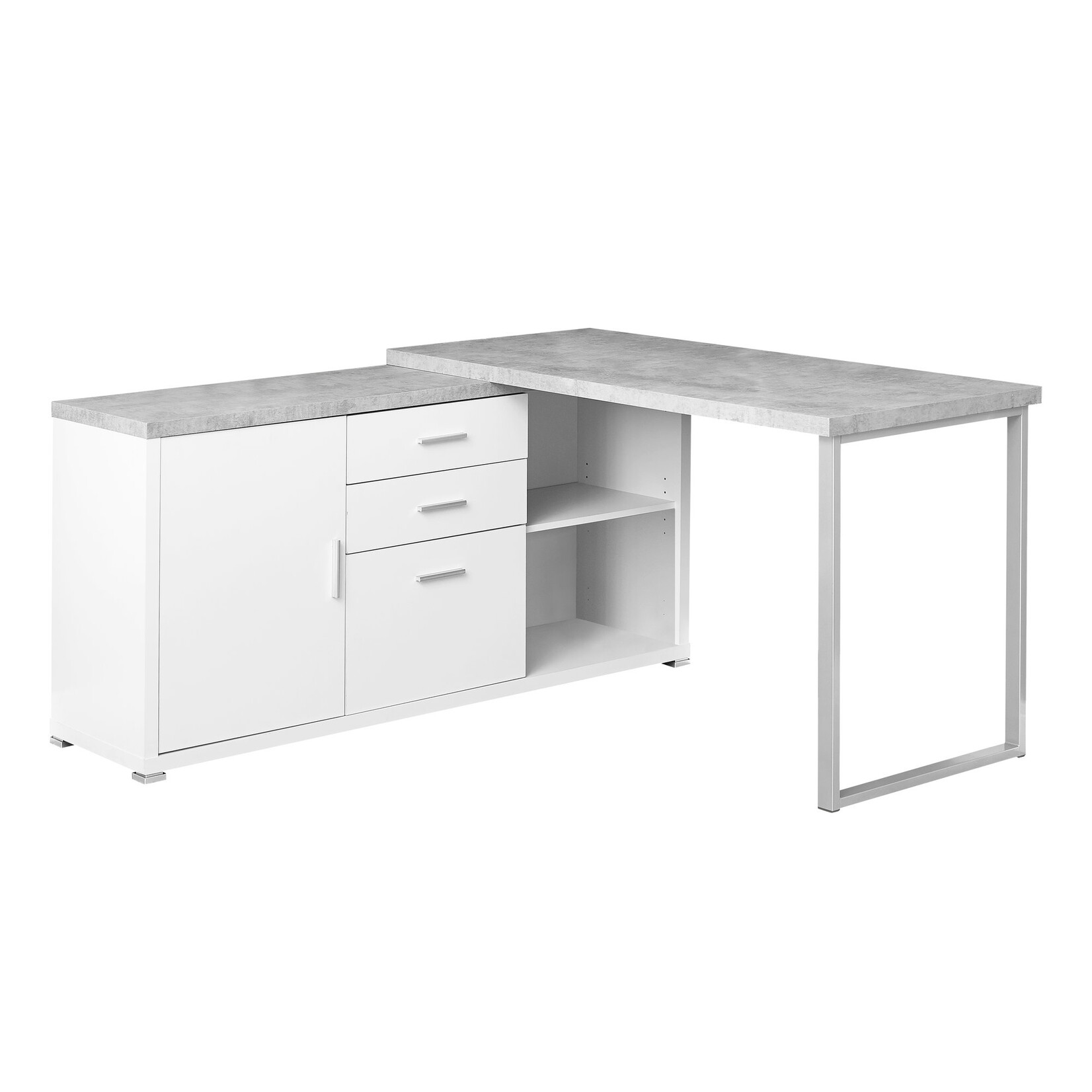 BUREAU - 60"L / BLANC / SIMILI-CIMENT COTE DROIT / GAUCHE