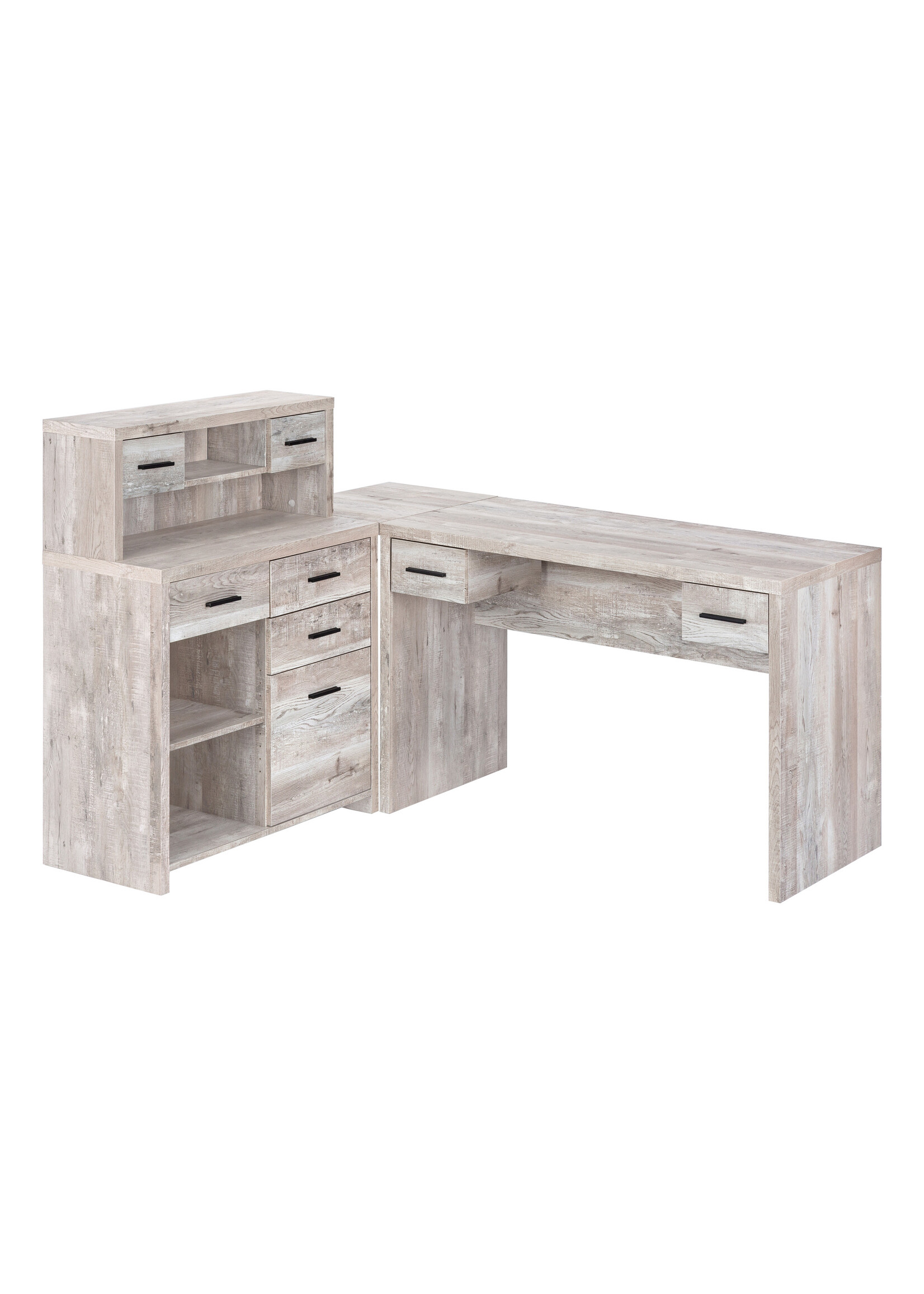 BUREAU - FAUX BOIS TAUPE EN COIN COTE DROIT / GAUCHE