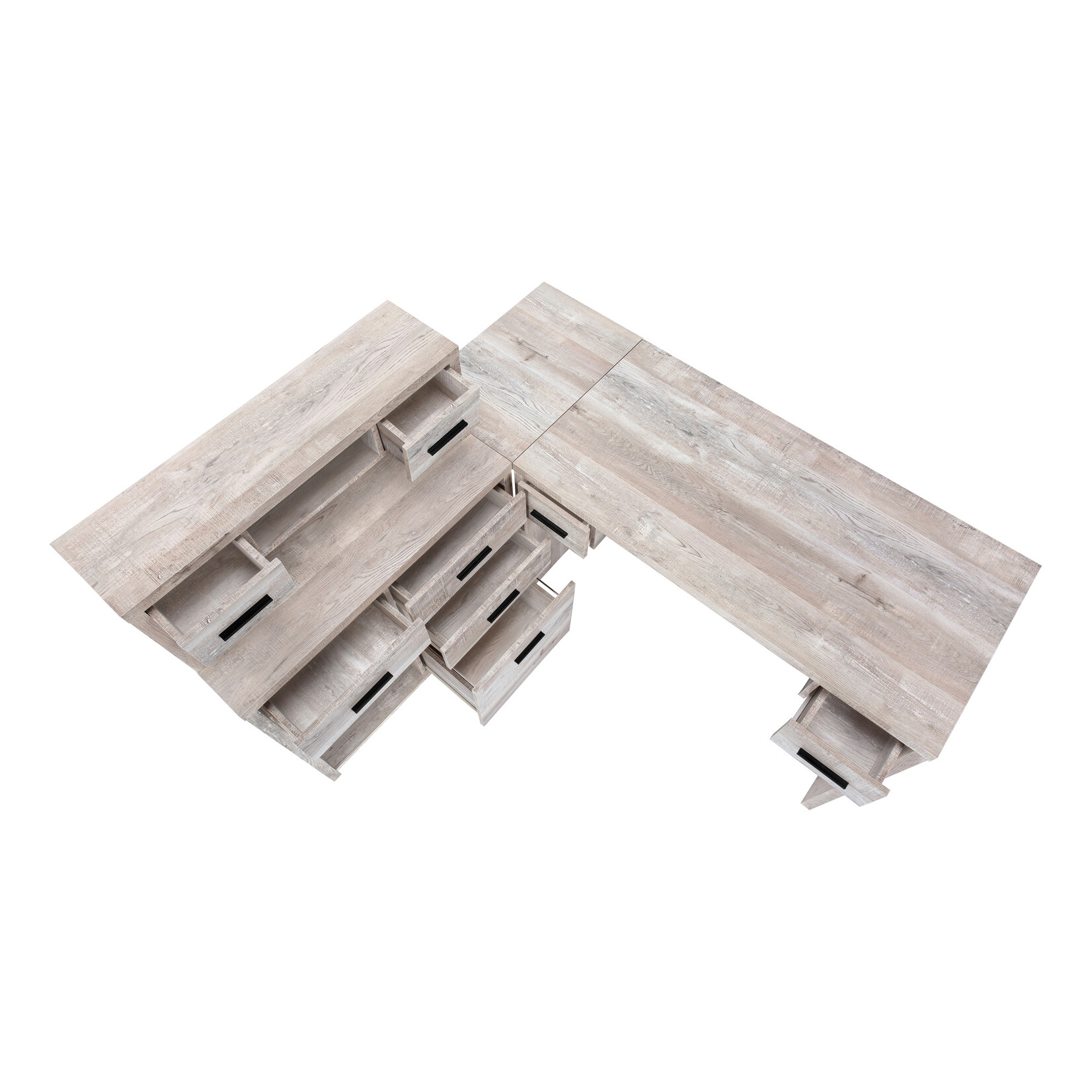 BUREAU - FAUX BOIS TAUPE EN COIN COTE DROIT / GAUCHE