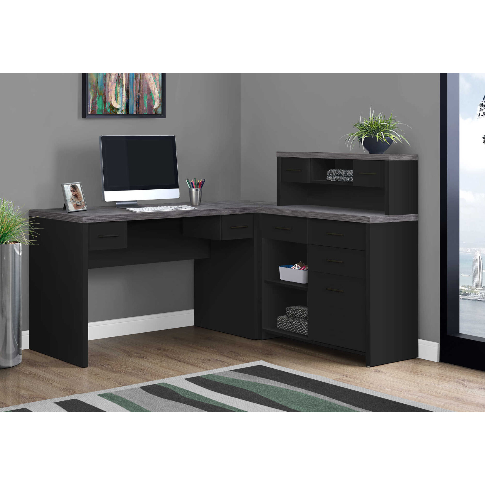 COMPUTER DESK - BLACK / GREY TOP LEFT/RIGHT FACING CORNER