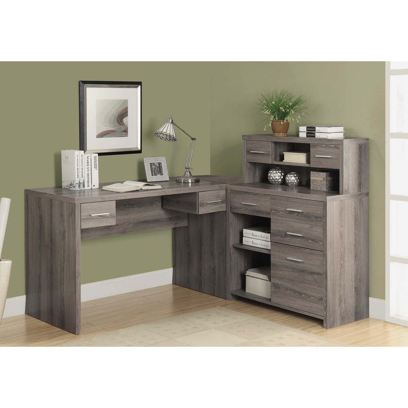 COMPUTER DESK - DARK TAUPE LEFT OR RIGHT FACING CORNER
