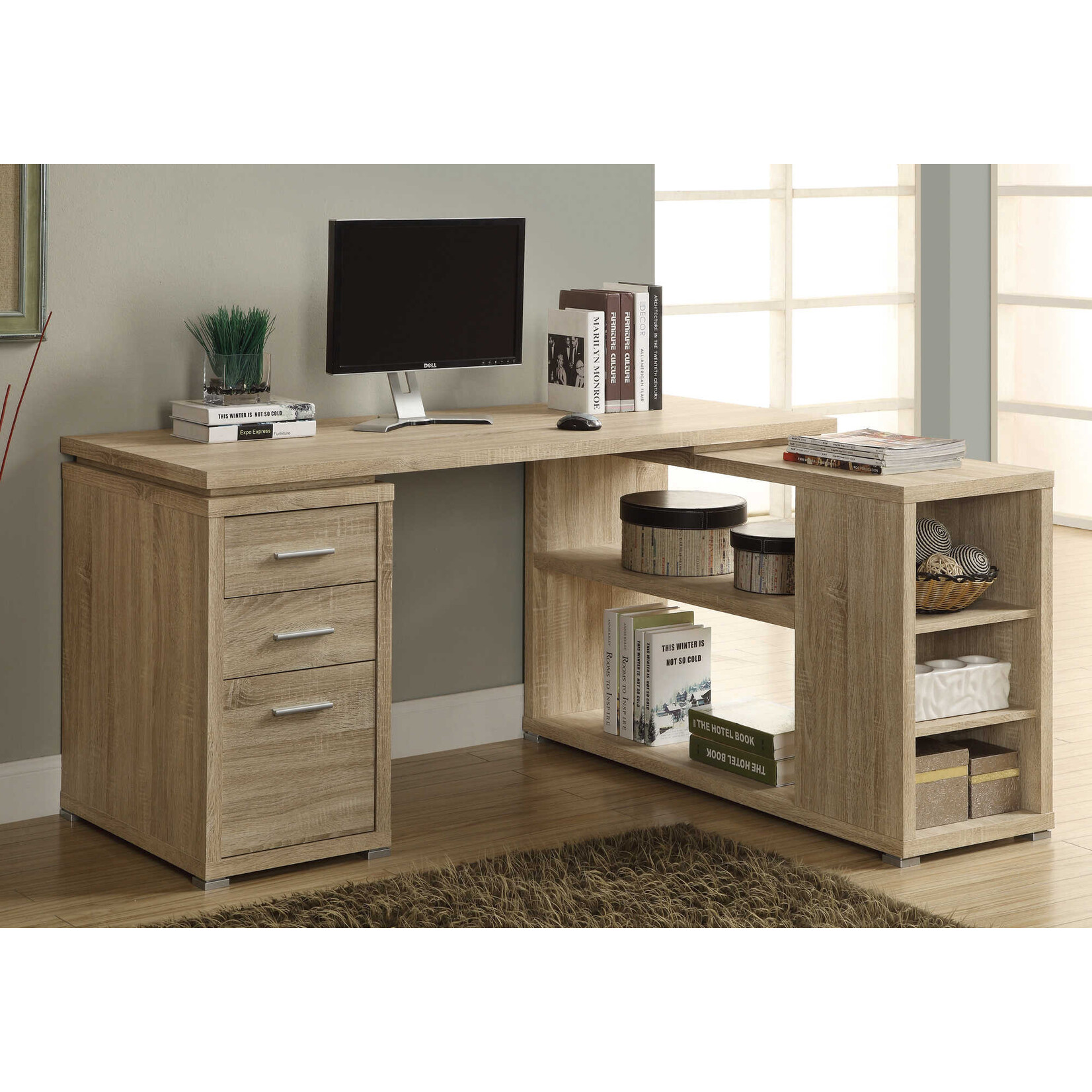 COMPUTER DESK - NATURAL LEFT OR RIGHT FACING CORNER