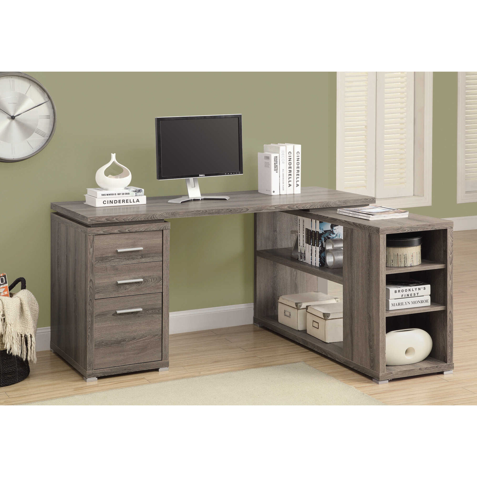 BUREAU - TAUPE FONCE DE COIN COTE DROIT OU GAUCHE