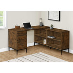 COMPUTER DESK - 60"L / RUSTIC BROWN L-SHAPED CORNER